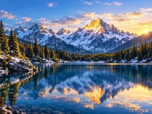 mountain-800 Snow-covered mountains at sunrise