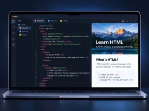 tutorial-800 Code editor showing an HTML tutorial